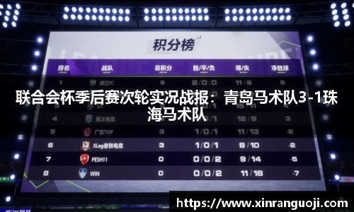 联合会杯季后赛次轮实况战报：青岛马术队3-1珠海马术队