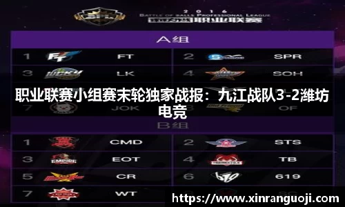 职业联赛小组赛末轮独家战报：九江战队3-2潍坊电竞